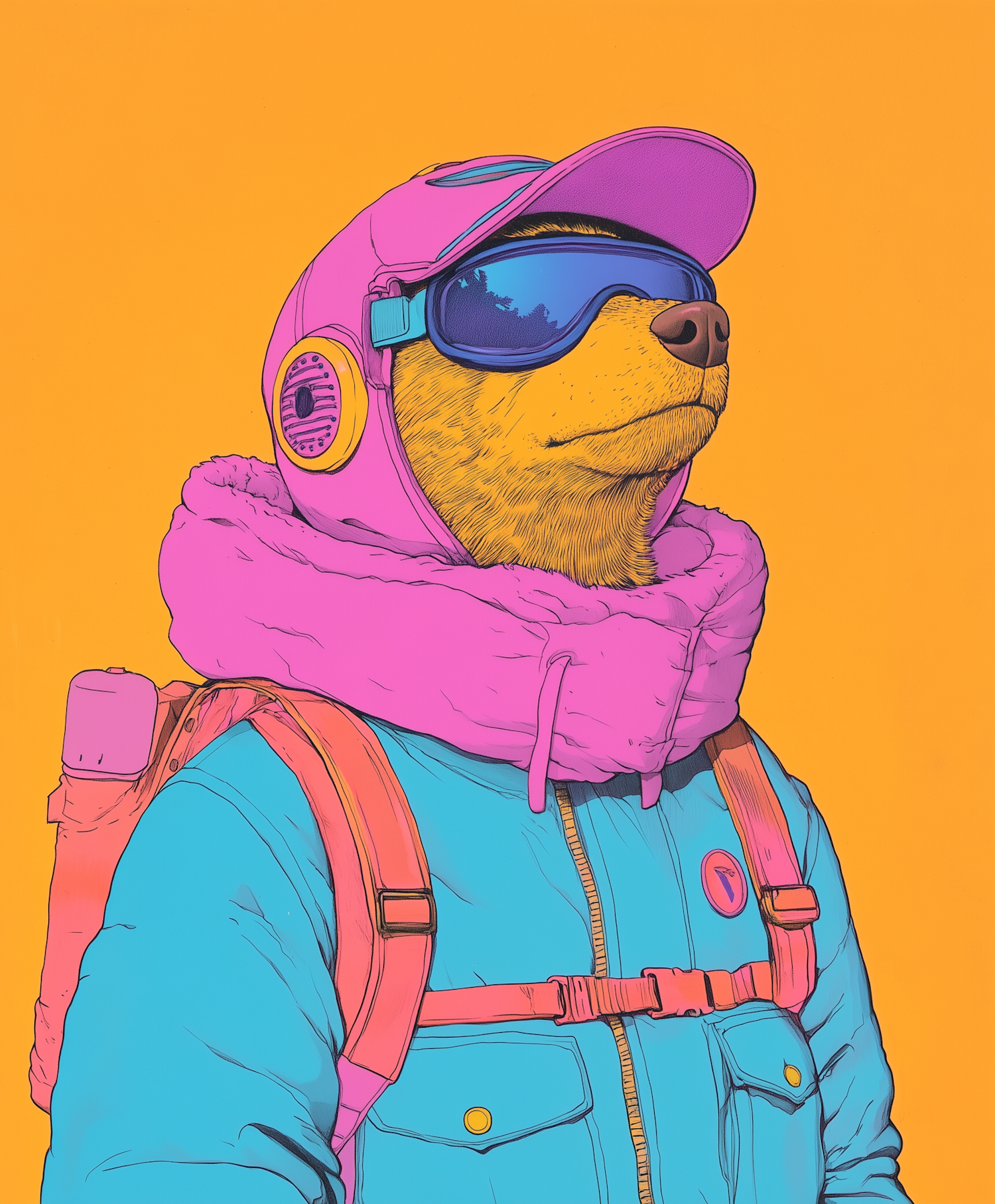 Anthropomorphic Bear in Outdoor Gear