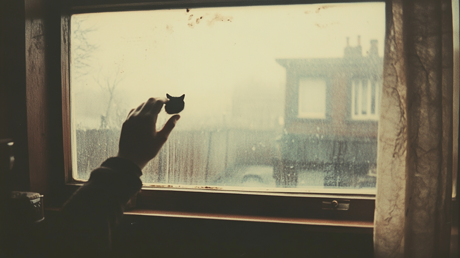 Hand with Cat Head Object by Window