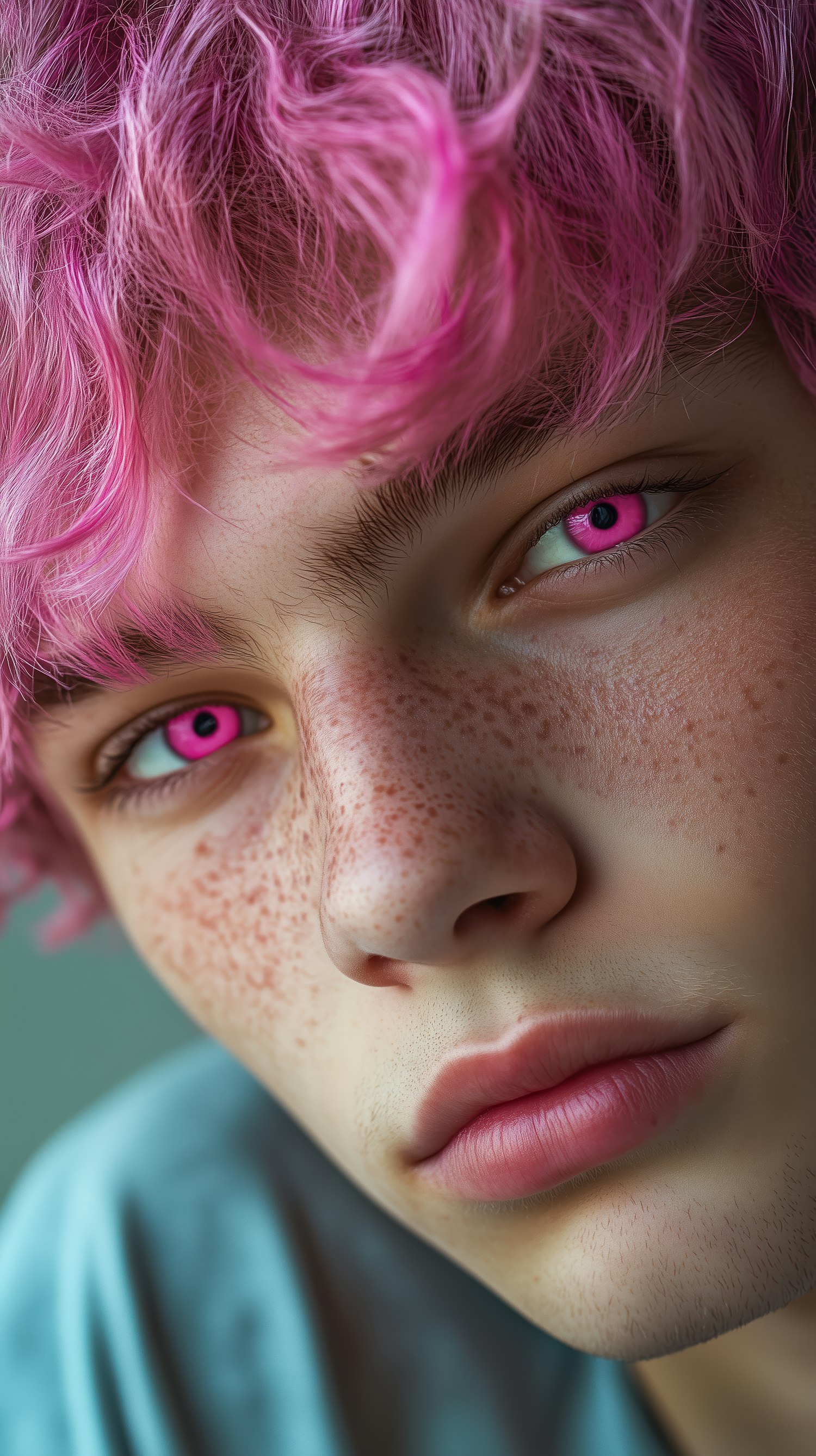 Striking Pink Hair and Eyes Portrait