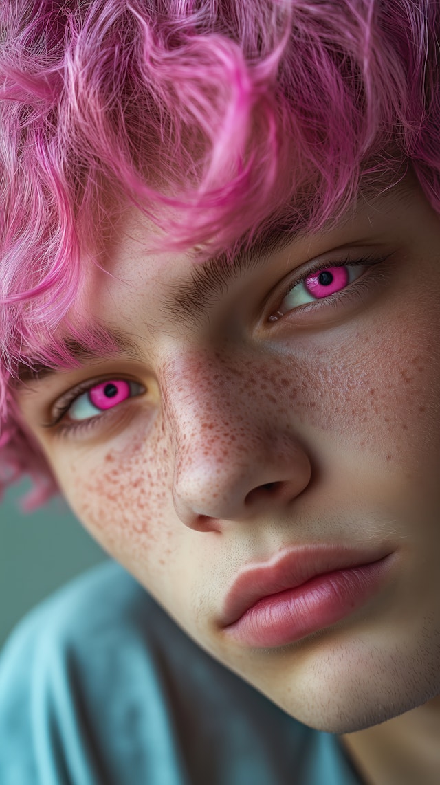 Striking Pink Hair and Eyes Portrait