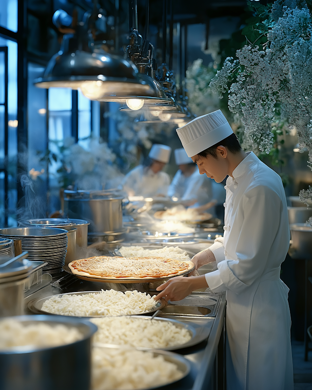 Chef in a Bustling Kitchen