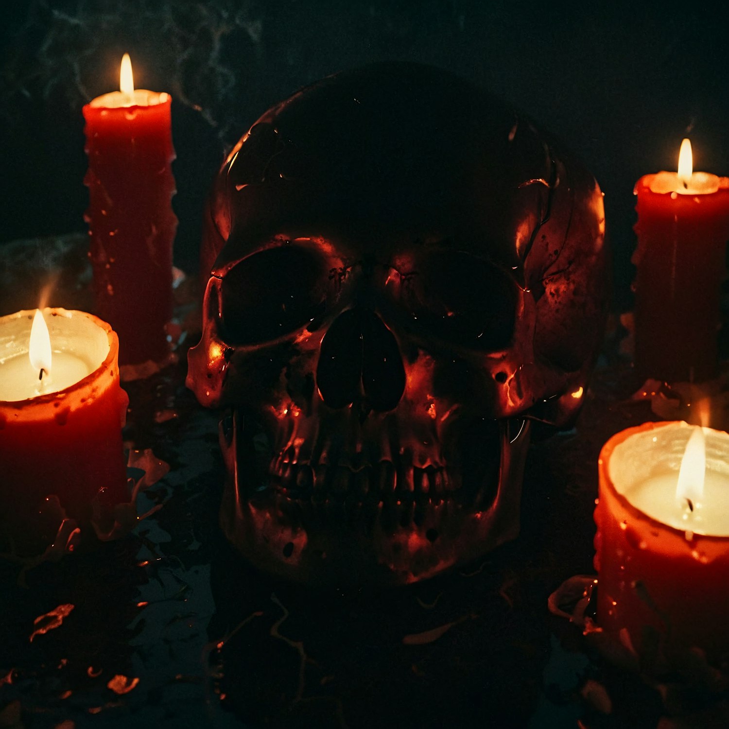 Eerie Skull with Candles