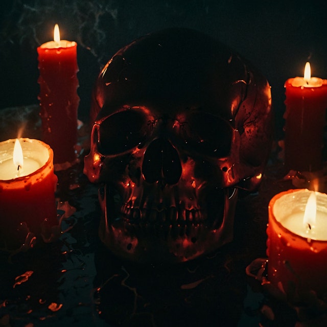 Eerie Skull with Candles