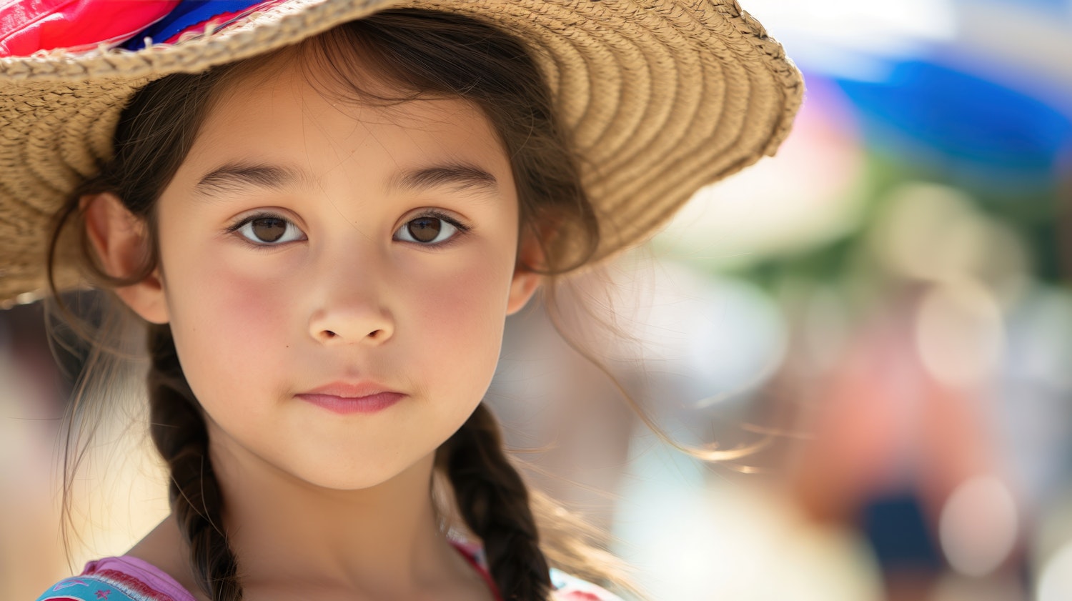 Serene Girl in Straw Hat