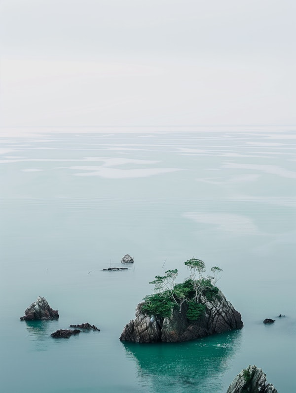 Serene Seascape with Rocky Islands