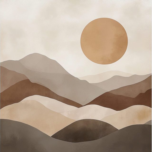 Stylized Landscape with Sun or Moon