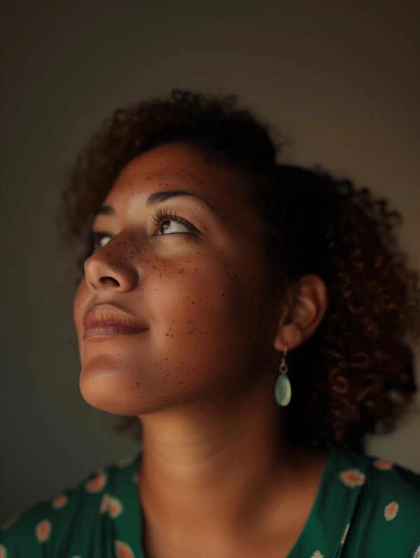 Contemplative Young Woman in Warm Light