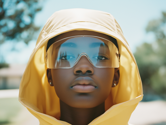 Person in Yellow Jacket with Protective Glasses