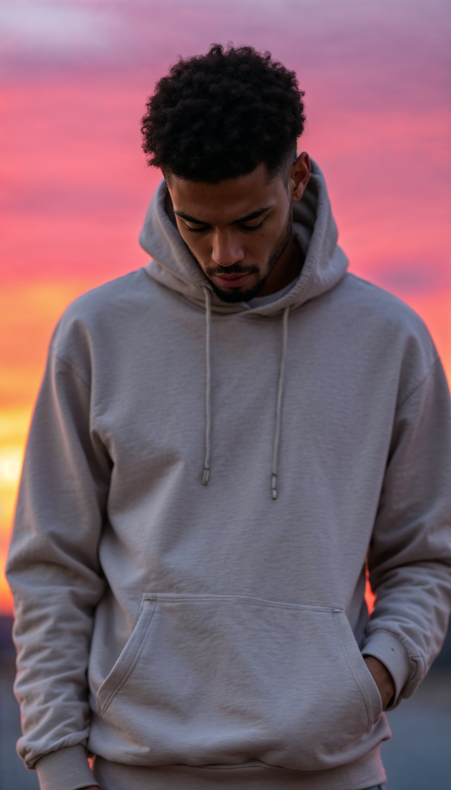 Contemplative Young Man at Sunset