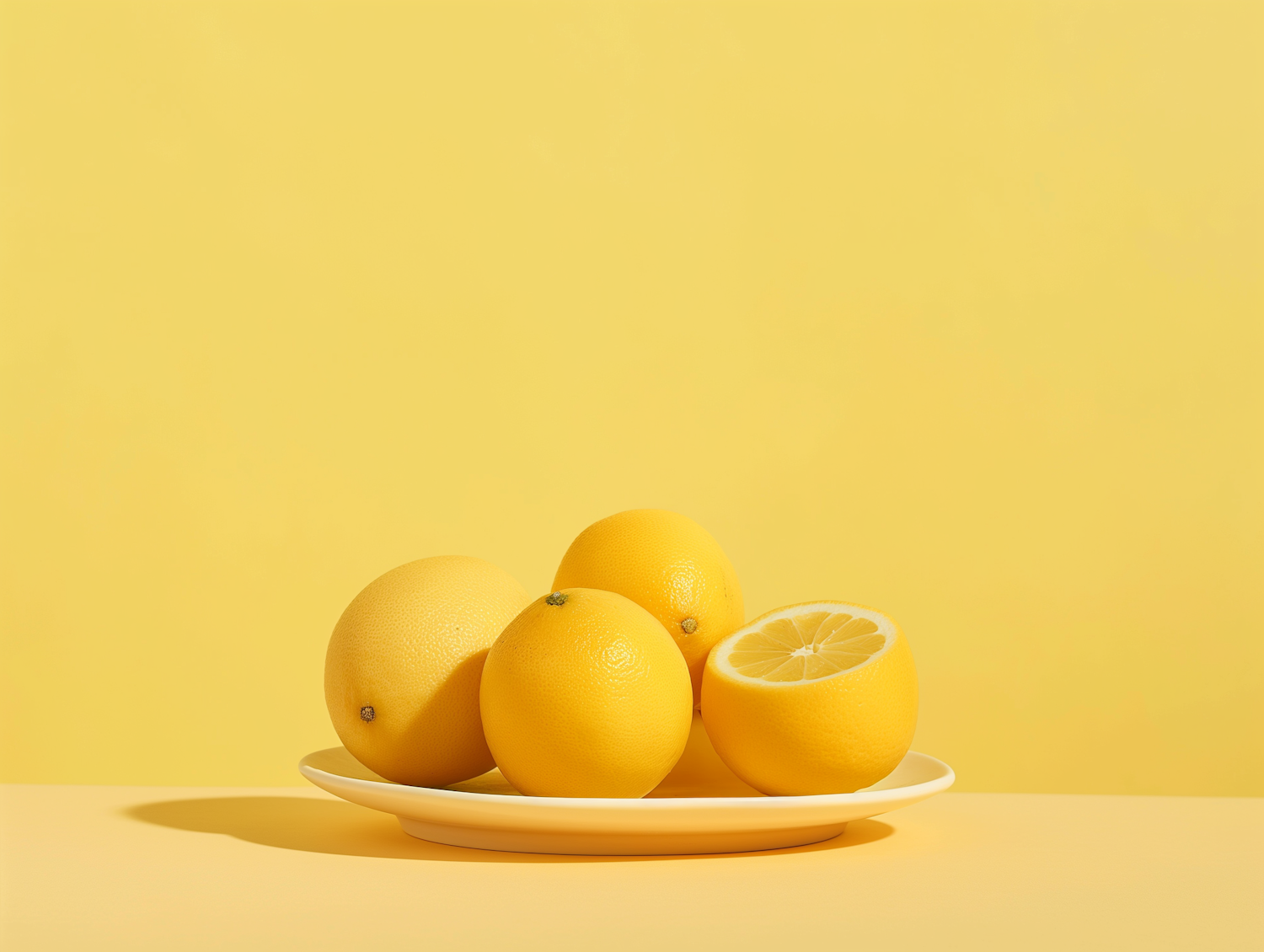 Bright Yellow Lemons on White Plate