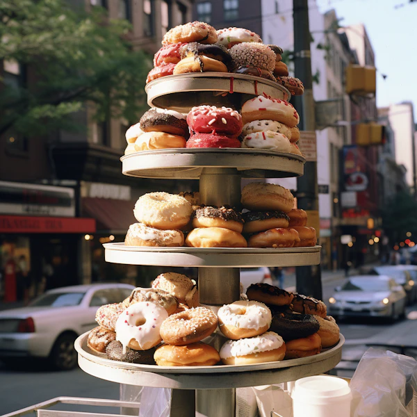 Urban Delight: Multilayered Donut Stand
