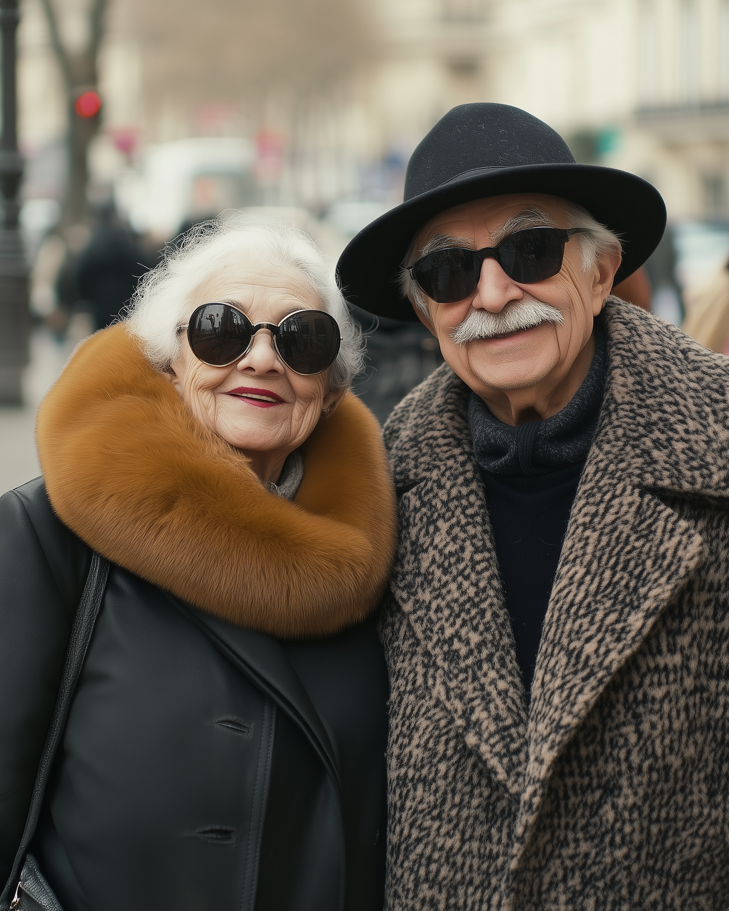 Stylish Elderly Couple in Winter Attire