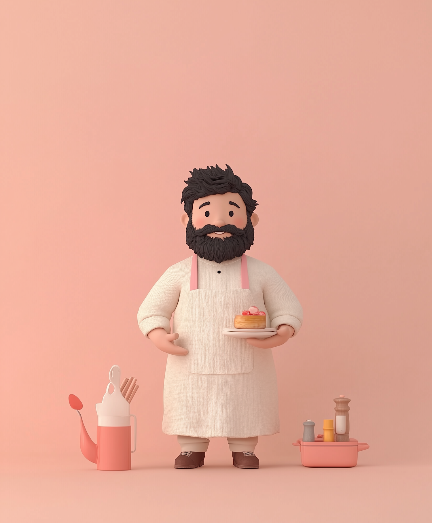 Stylized Male Chef with Cake