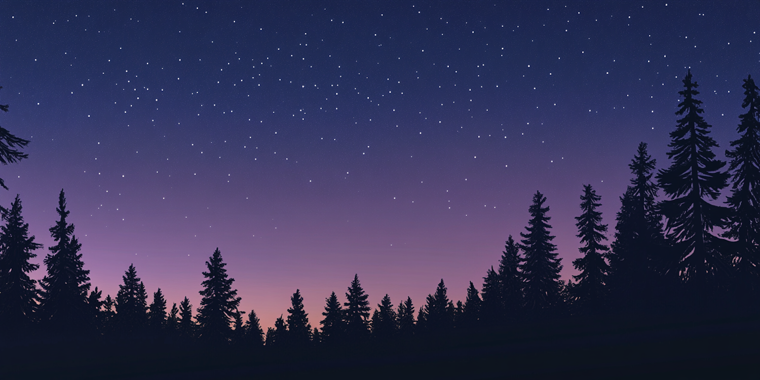 Serene Night Sky with Pine Silhouettes