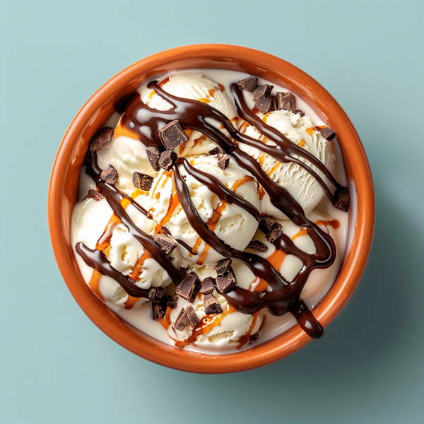 Indulgent Vanilla Ice Cream in Terracotta Bowl