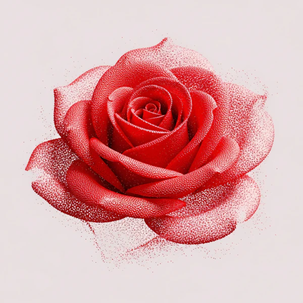 Pointillism Red Rose