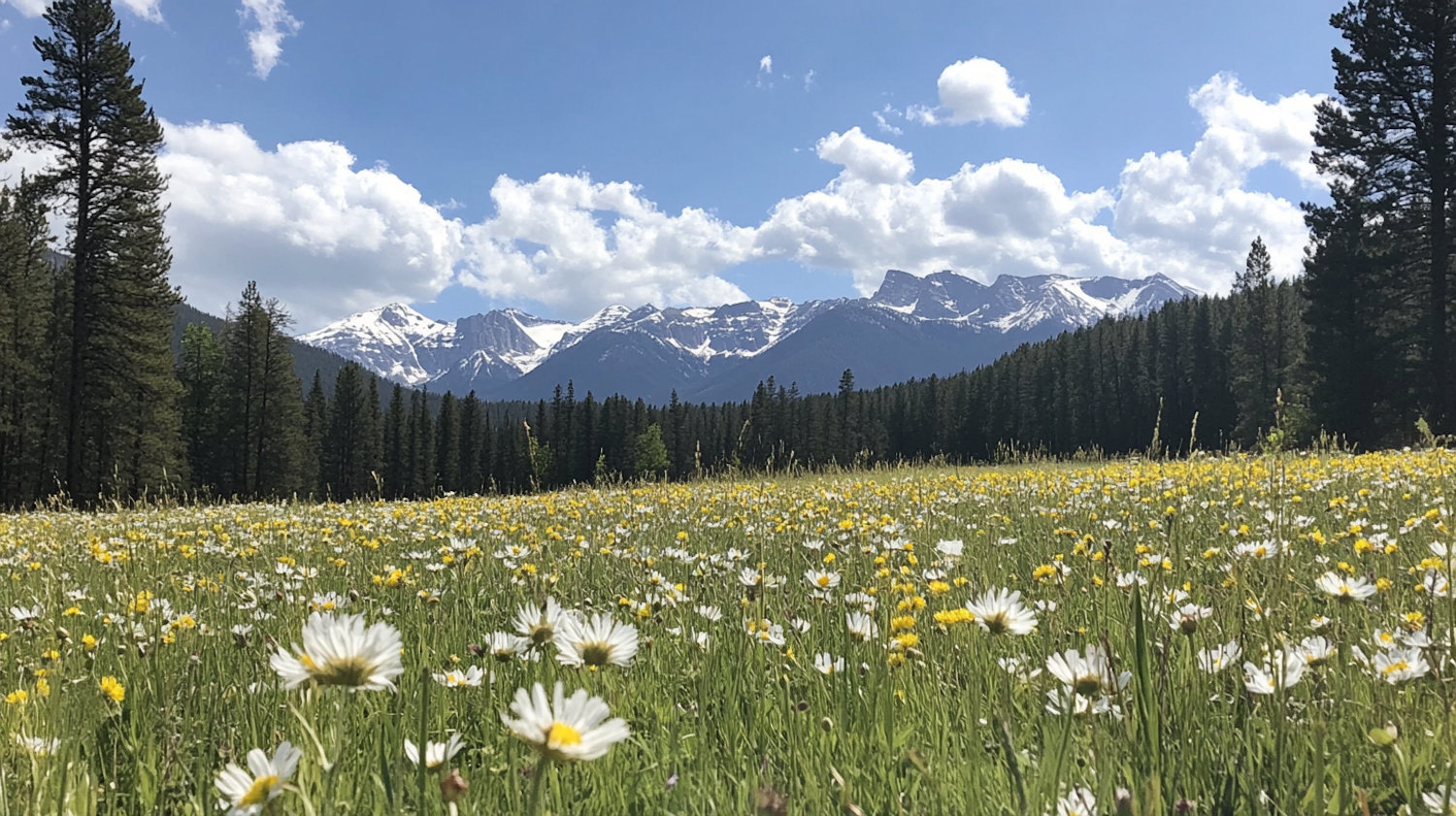 Tranquil Meadow with Mountain Backdrop