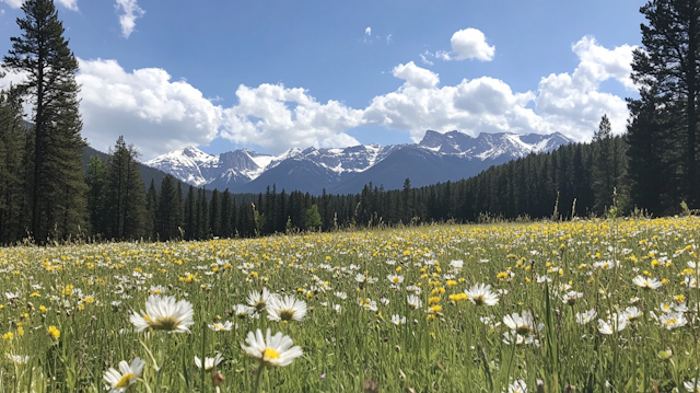 Tranquil Meadow with Mountain Backdrop