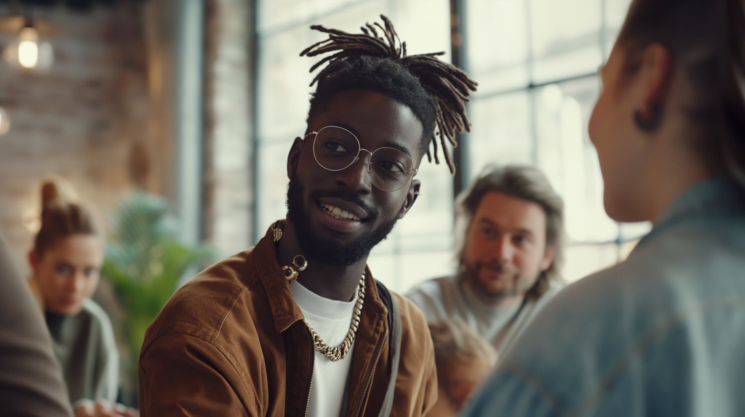 Fashionable Young Man in Social Setting