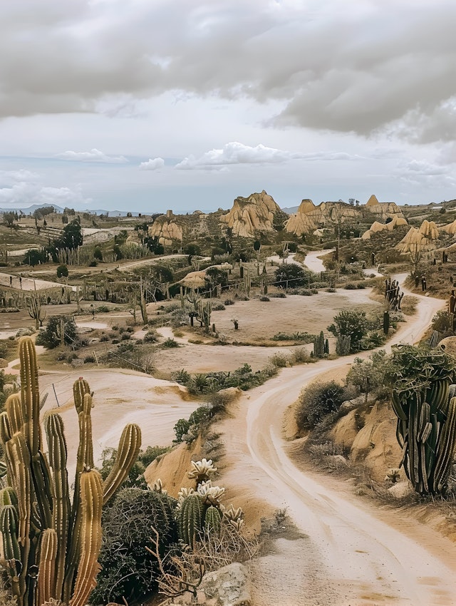 Desert Landscape with Cacti