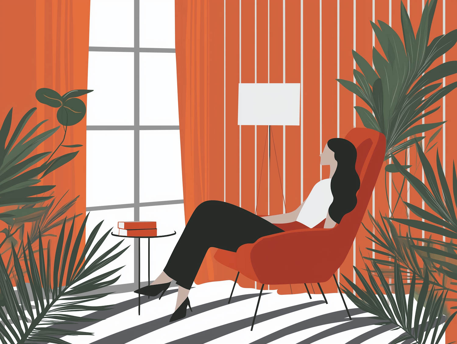 Stylized Woman in Modern Interior