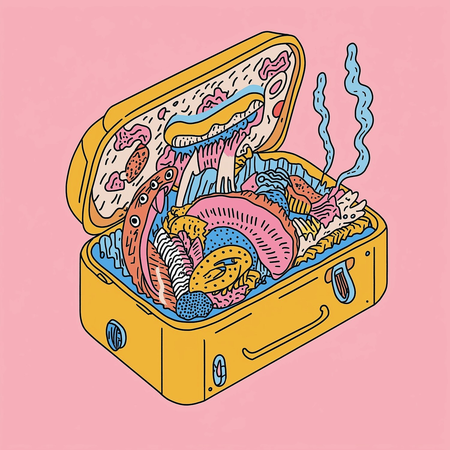 Whimsical Suitcase Illustration