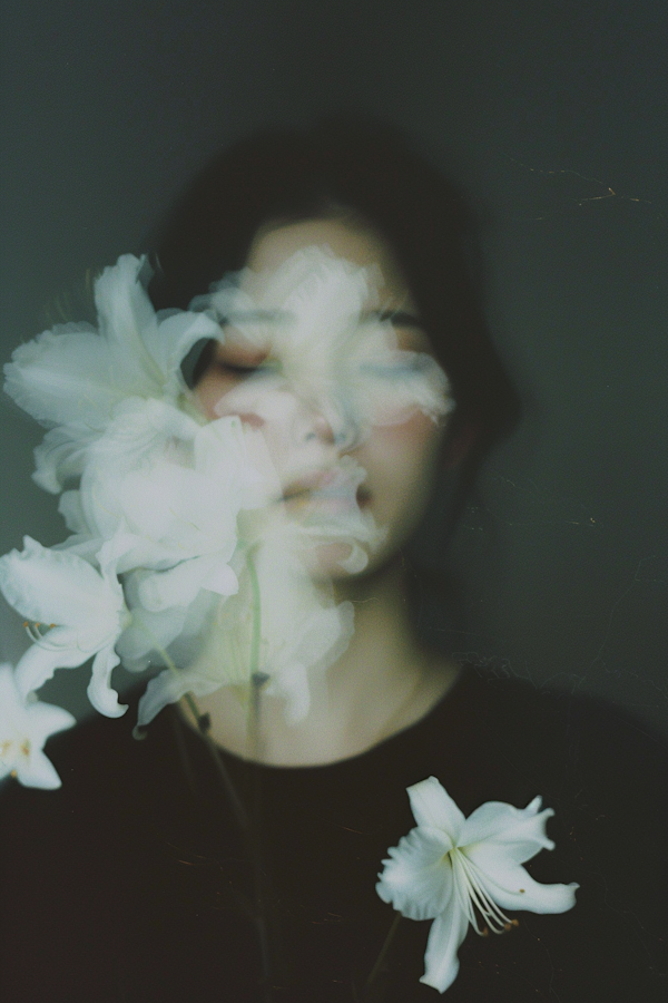Ethereal Portrait with Flowers
