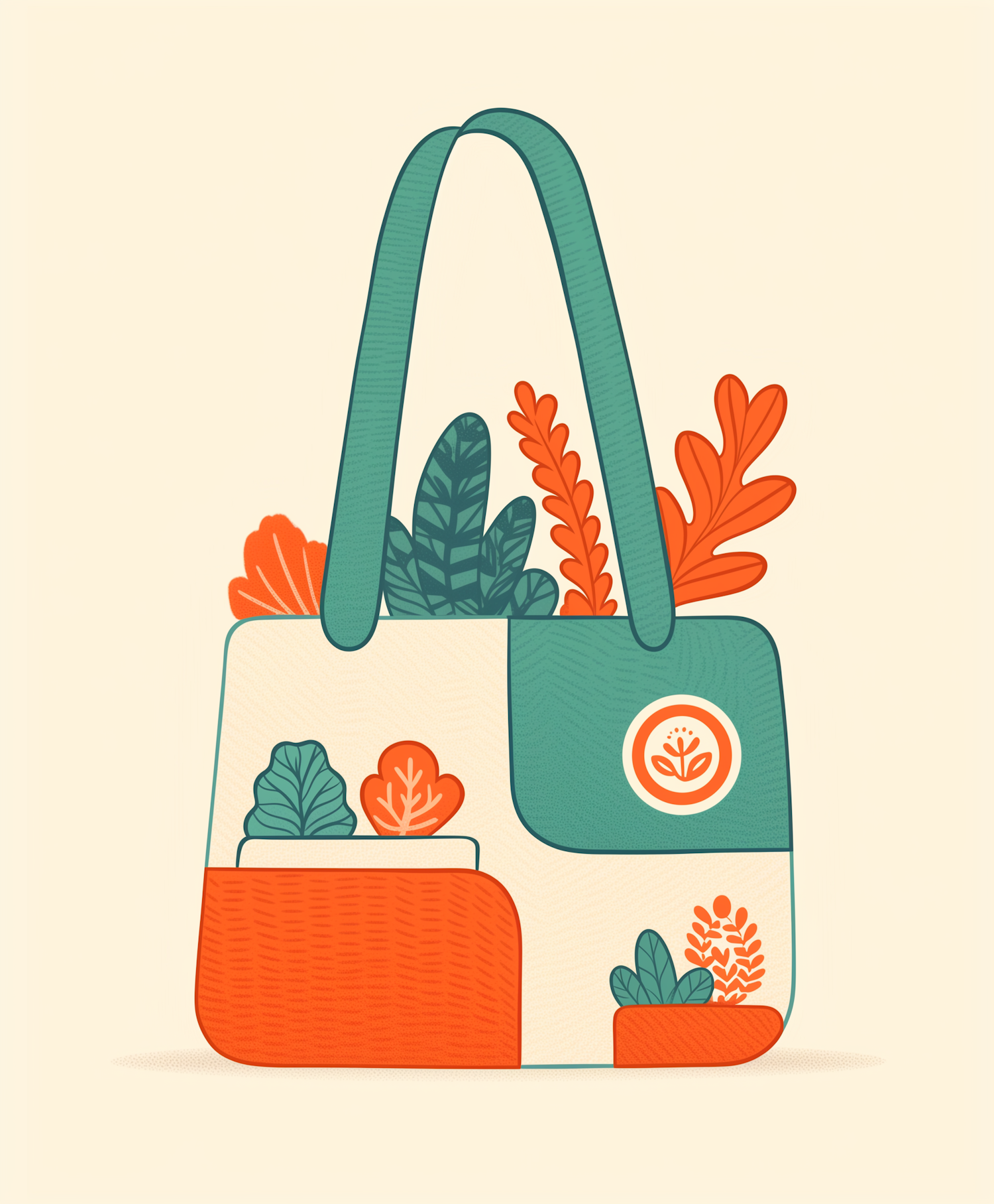 Stylized Handbag with Plant Motifs