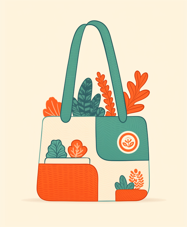 Stylized Handbag with Plant Motifs