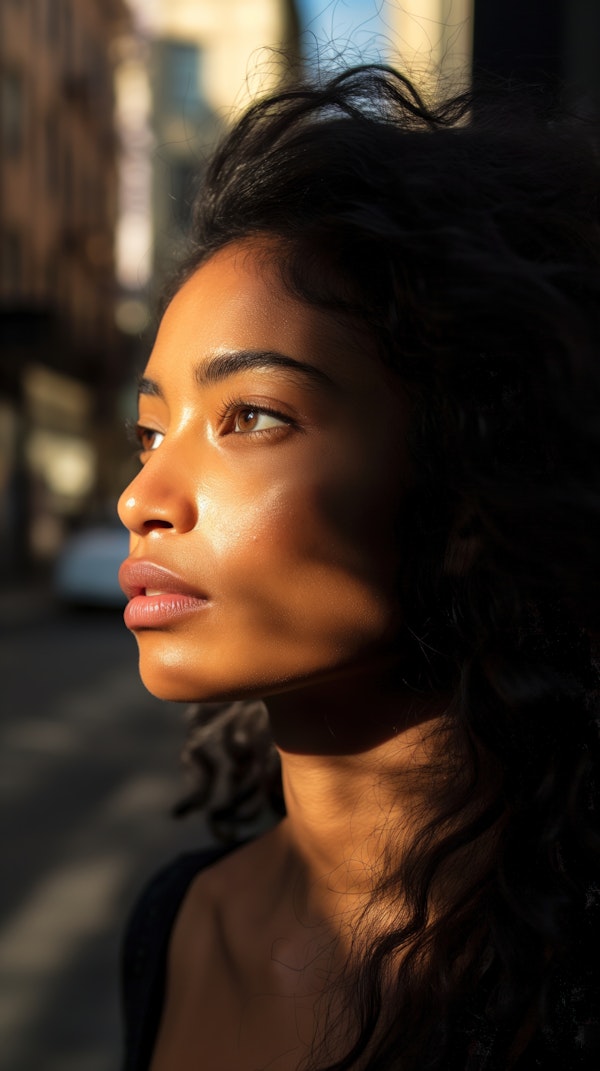 Serene Young Woman in Golden Light