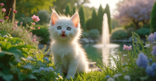 Playful Kitten in a Garden