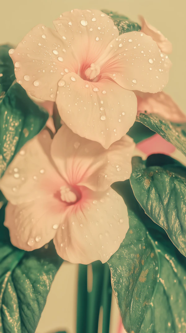 Dewy Pink Flowers