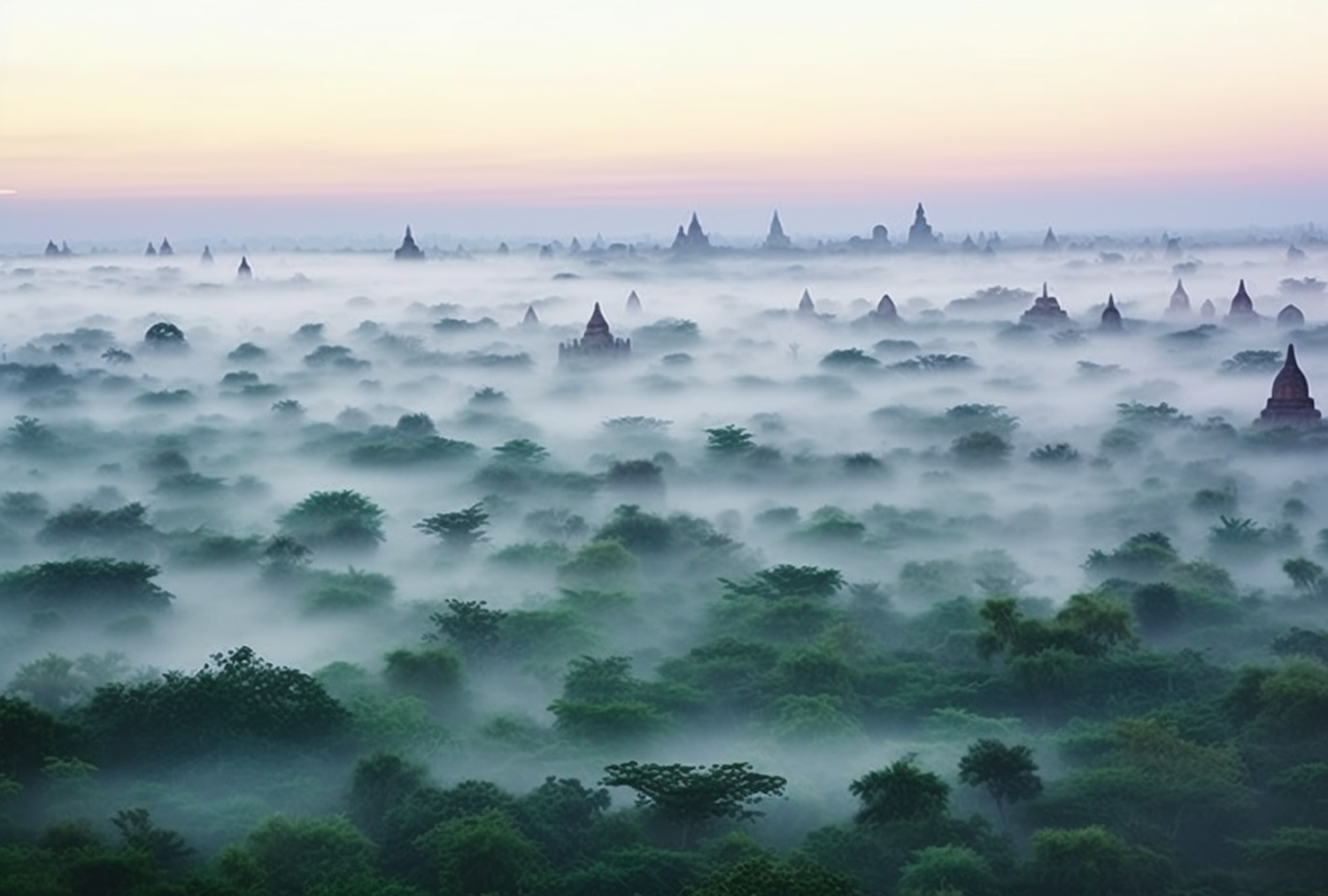 Mystical Dawn at the Pagoda Sanctuary