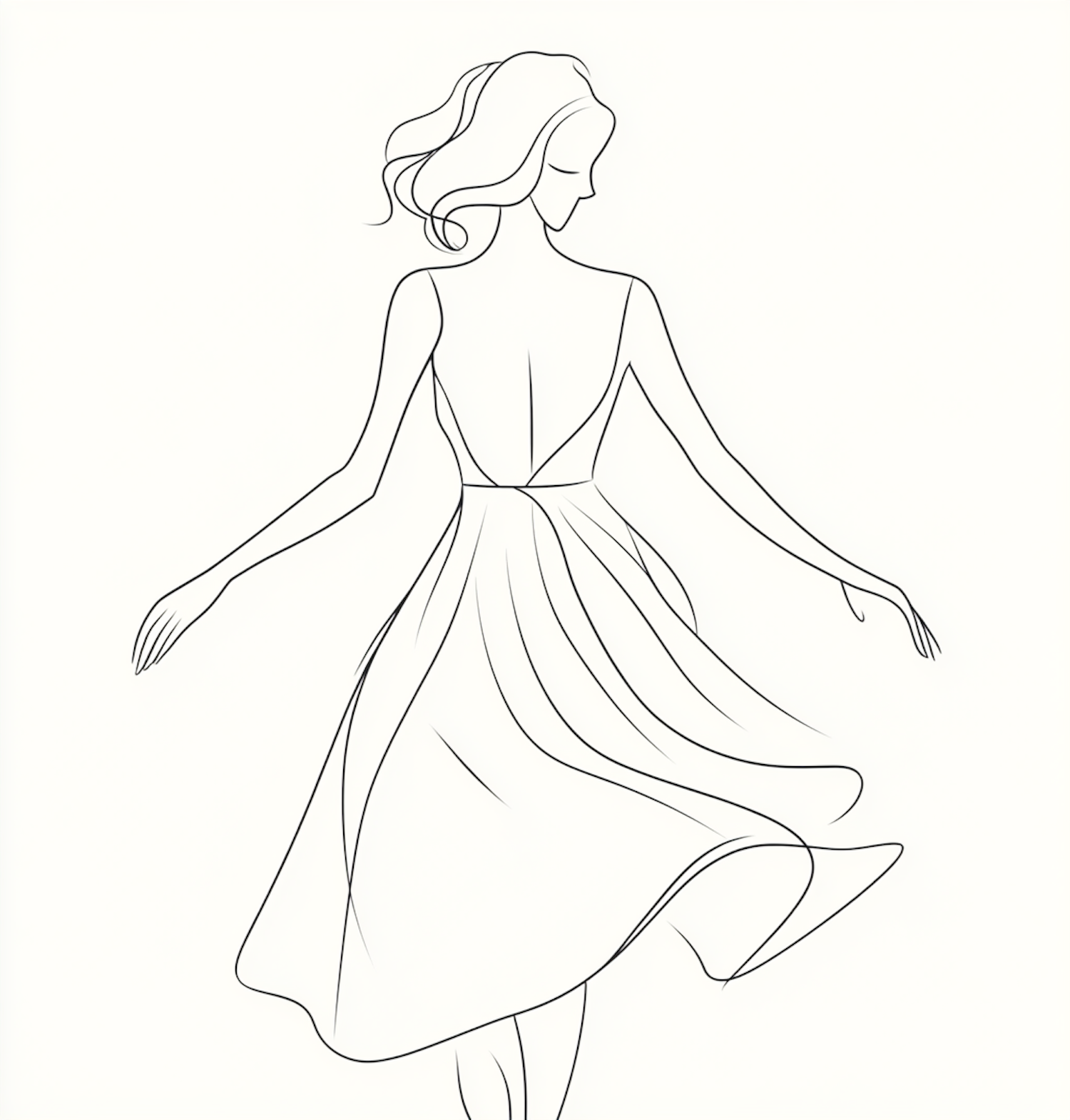 Elegant Twirling Woman Illustration