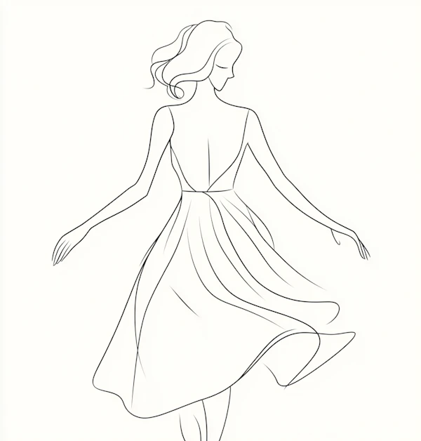 Elegant Twirling Woman Illustration