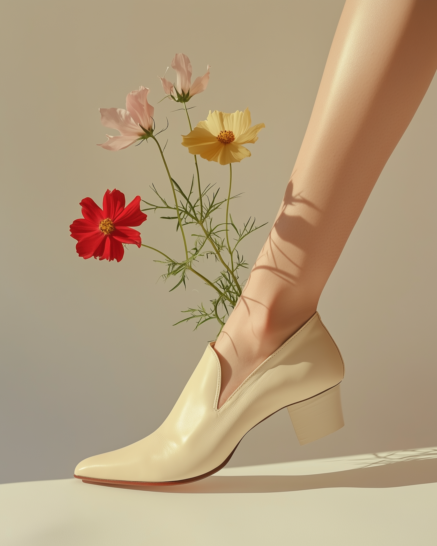 Elegant Shoe and Floral Composition