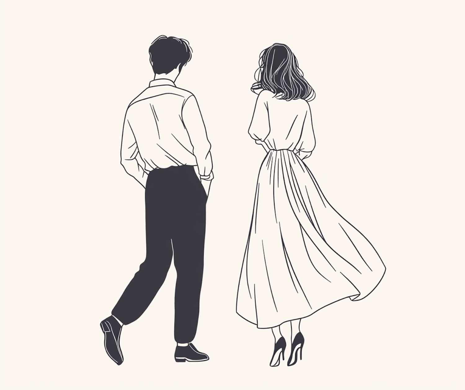 Minimalist Illustration of a Couple Walking