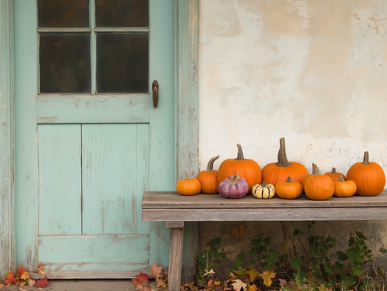 Rustic Autumn Scene with Pumpkins