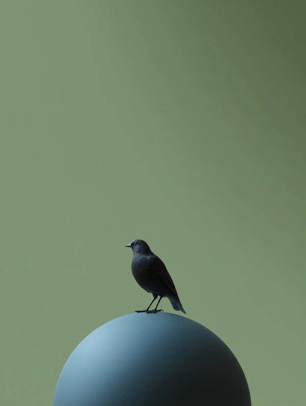 Bird on Blue Sphere