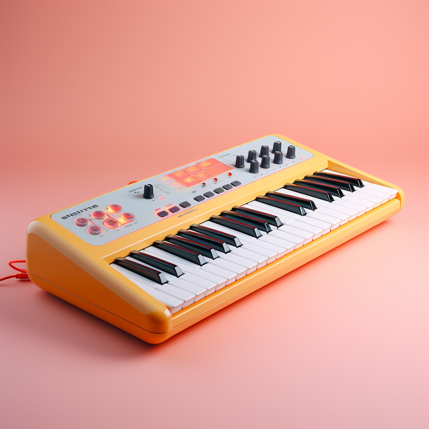 Vibrant Yellow Portable Synthesizer with Patterned Equalizer Graphics