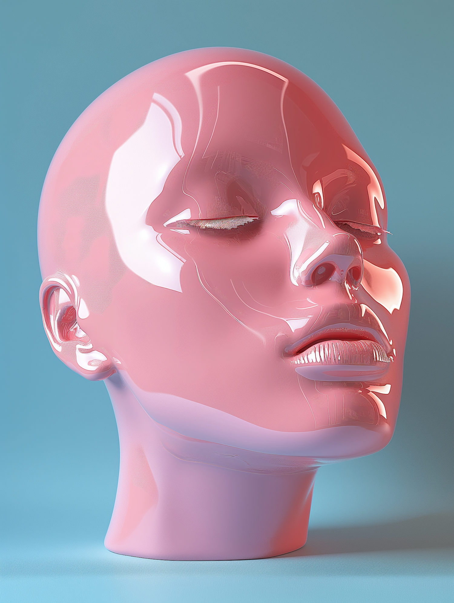 3D Rendered Overlapping Faces Sculpture