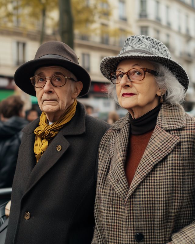 Elderly Couple in Vintage Attire