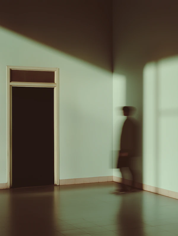 Minimalist Interior with Blurred Figure