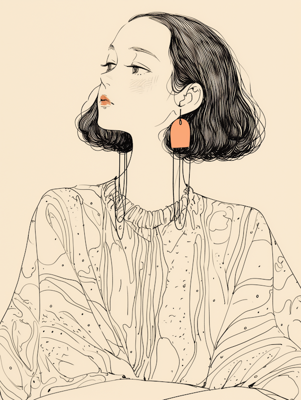 Stylized Illustration of Serene Woman