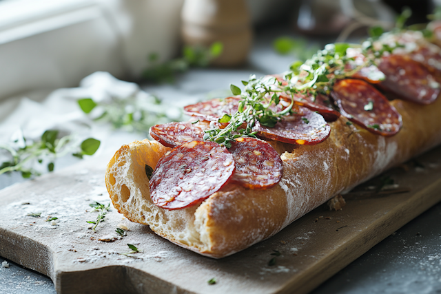 Rustic Bread with Salami and Herbs