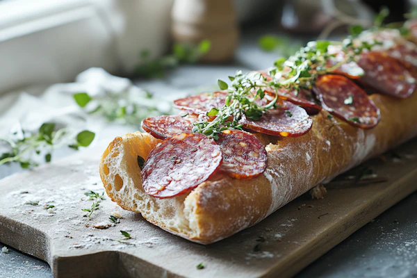 Rustic Bread with Salami and Herbs