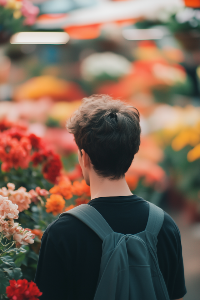 Person in Flower Market