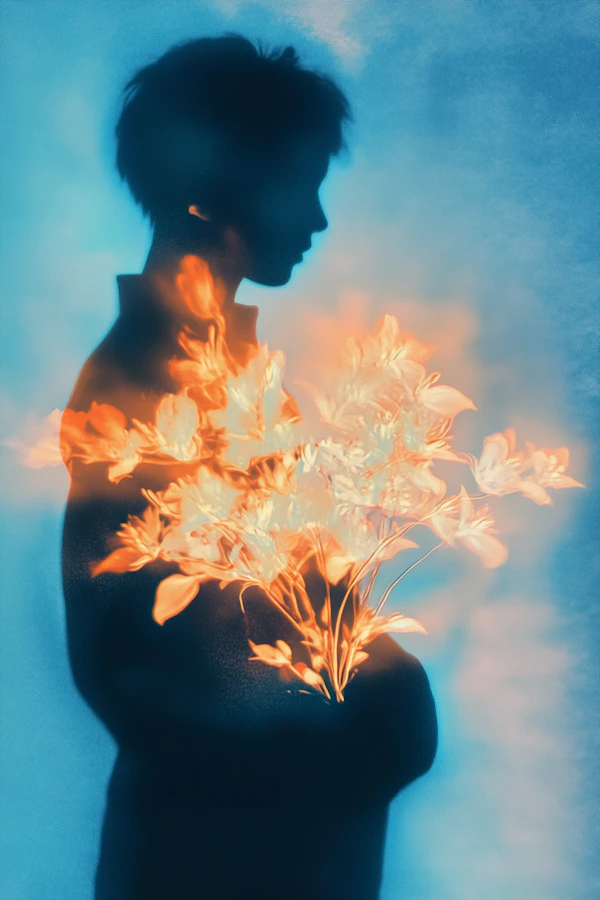 Silhouette with Flowers