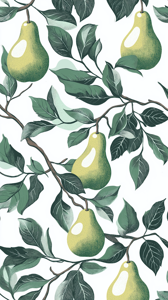 Illustration of Pears on Branches