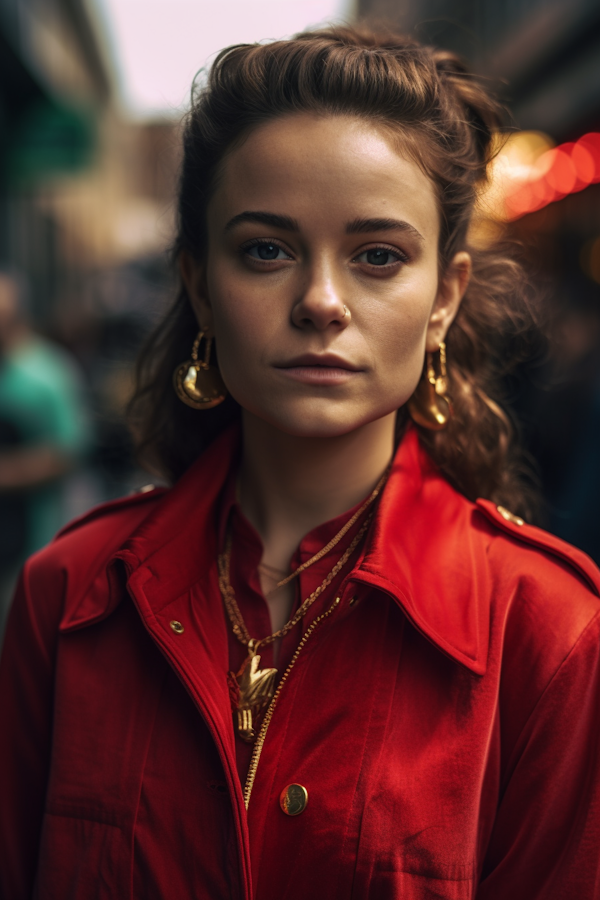 Poised Woman in Red Jacket